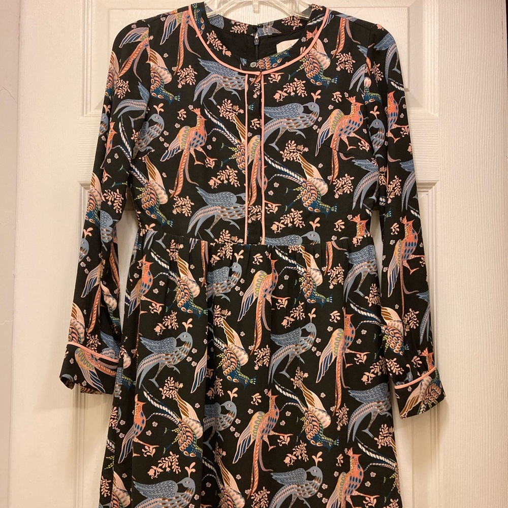 LOFT Long Sleeve Peacock Dress 🦚